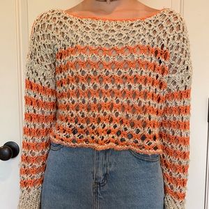 Free People Crochet Knit Sweater